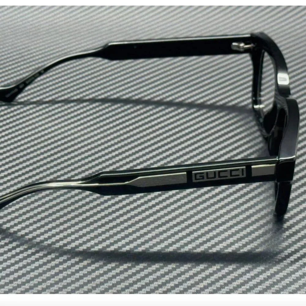 GUCCI Black Silver Men's 54 mm Eyeglasses